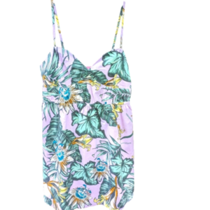 J Crew halter dress sz L floral wpink background adj straps 97% cot 3% elastine